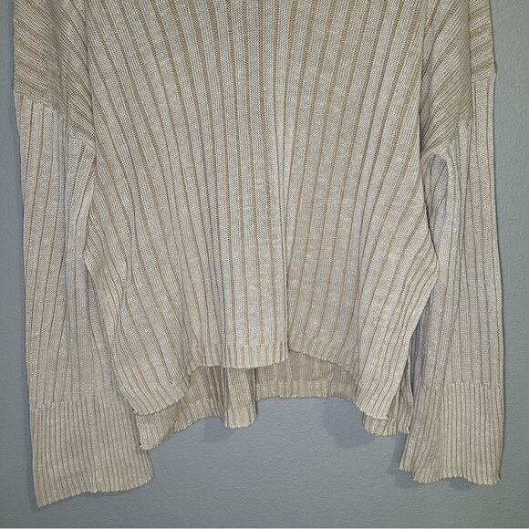 J. Crew neutral relaxed cotton linen blend collared sweater women’s size L XL - Picture 4 of 13